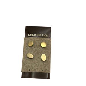 Vintage Gold Filled Oval & Round Earring Set Dainty Mini